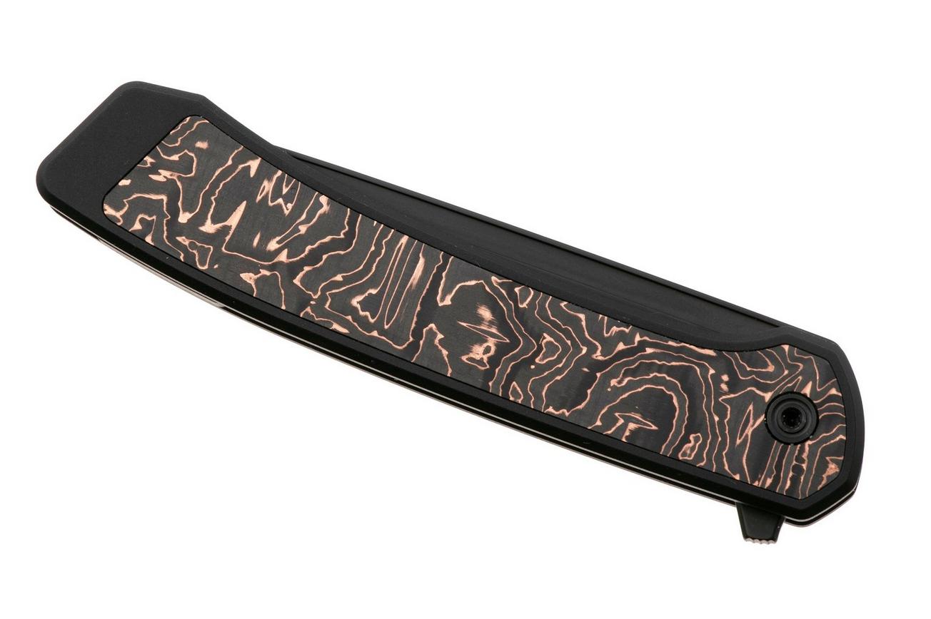 CRKT Q Compact 7077CF Black DLC CPM S35VN, Black DLC Aluminum, Carbon Fiber Inlay zakmes, Richard Rogers design