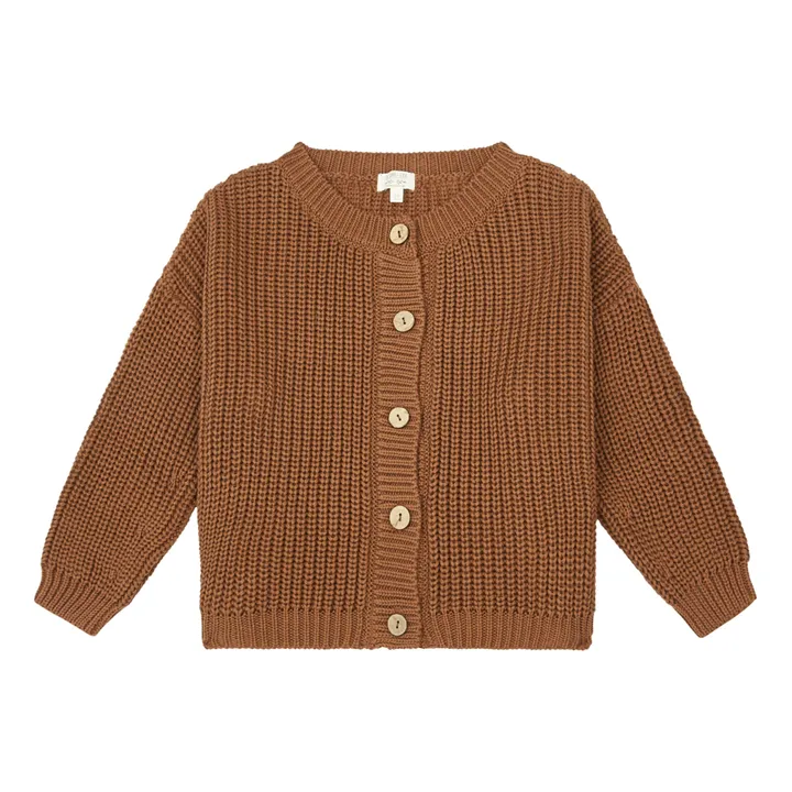 The Simple Folk Cardigan Coton Bio Maille | Brun roux