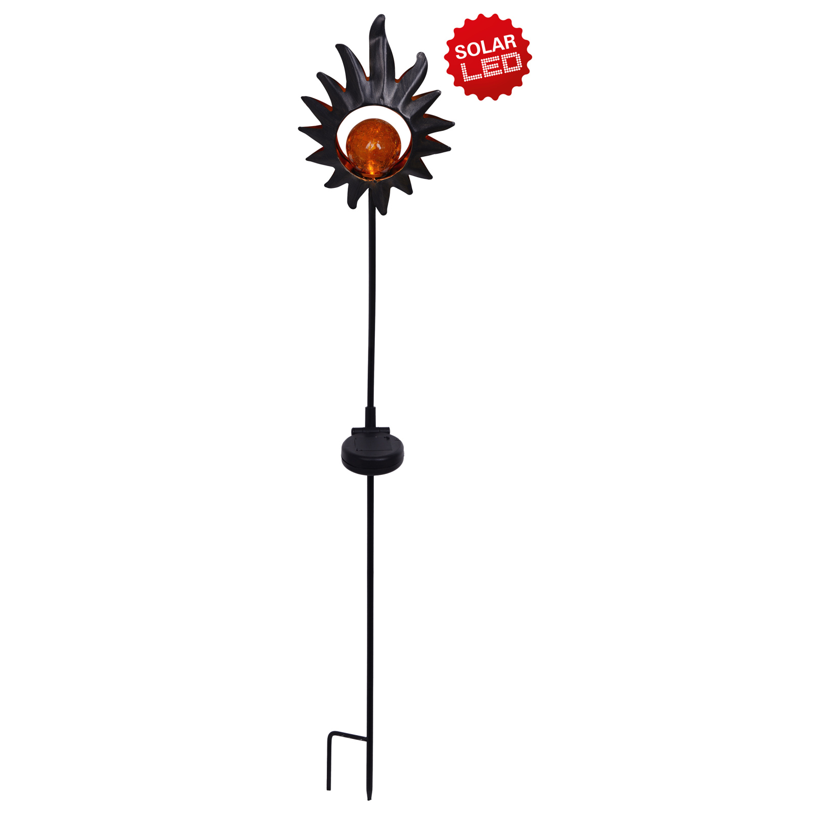 Solar-LED-Erdspieß SONNE - schwarz-kupfer - 93,5cm