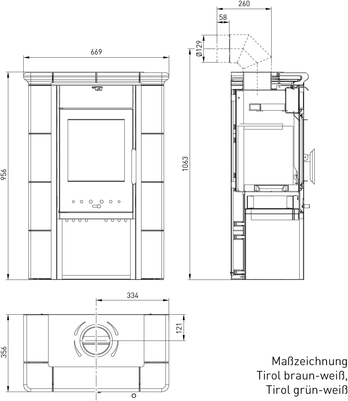Haas+Sohn | Kaminofen Tirol 343.15-C perl-schwarz/grün-weiß | 6 kW