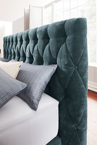 JOOP! Boxspringbett CUBIC CHESTERFIELD 180 x 200 cm dunkeltürkis