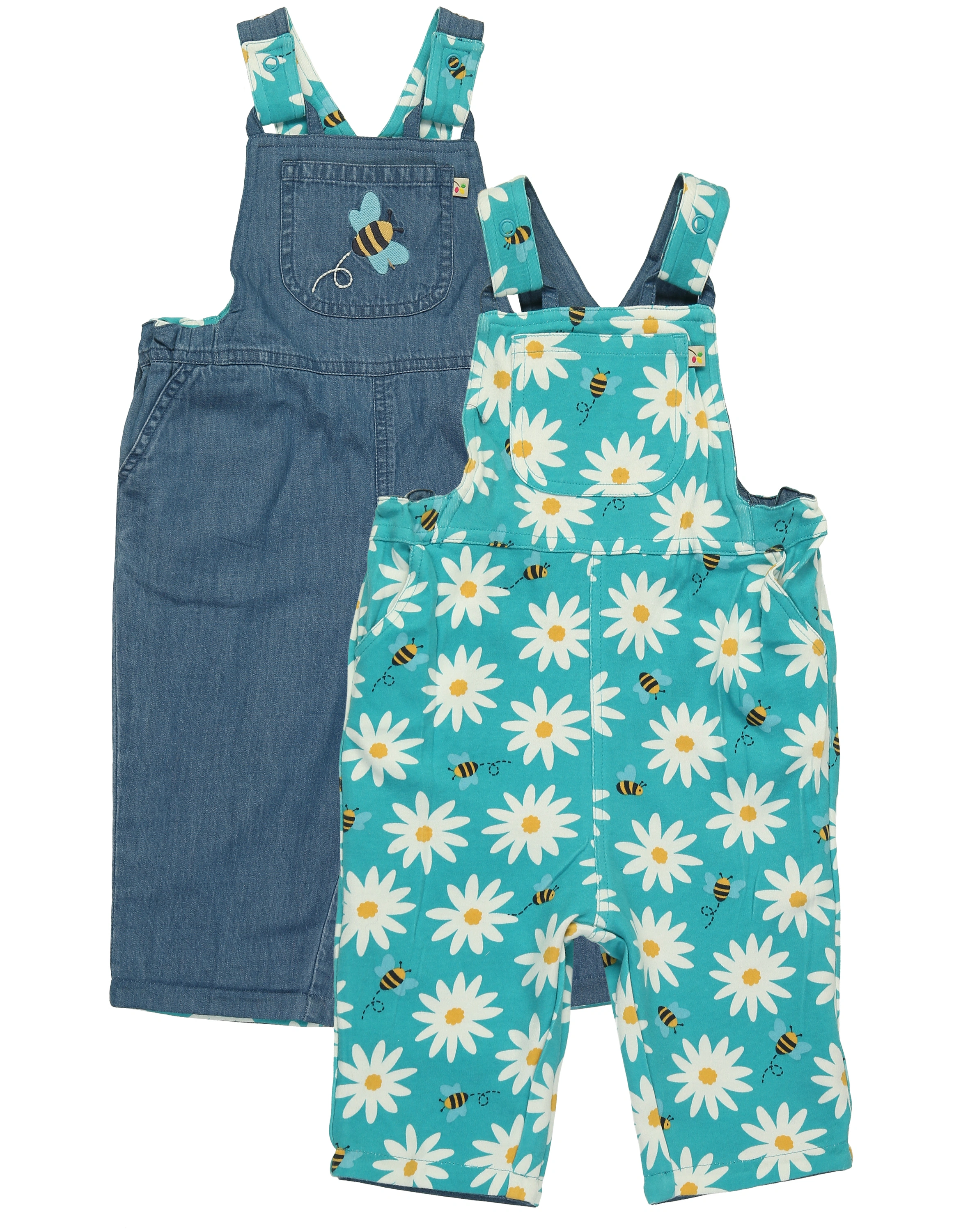 Jeans-Latzhose SONNY zum Wenden in blau/bunt