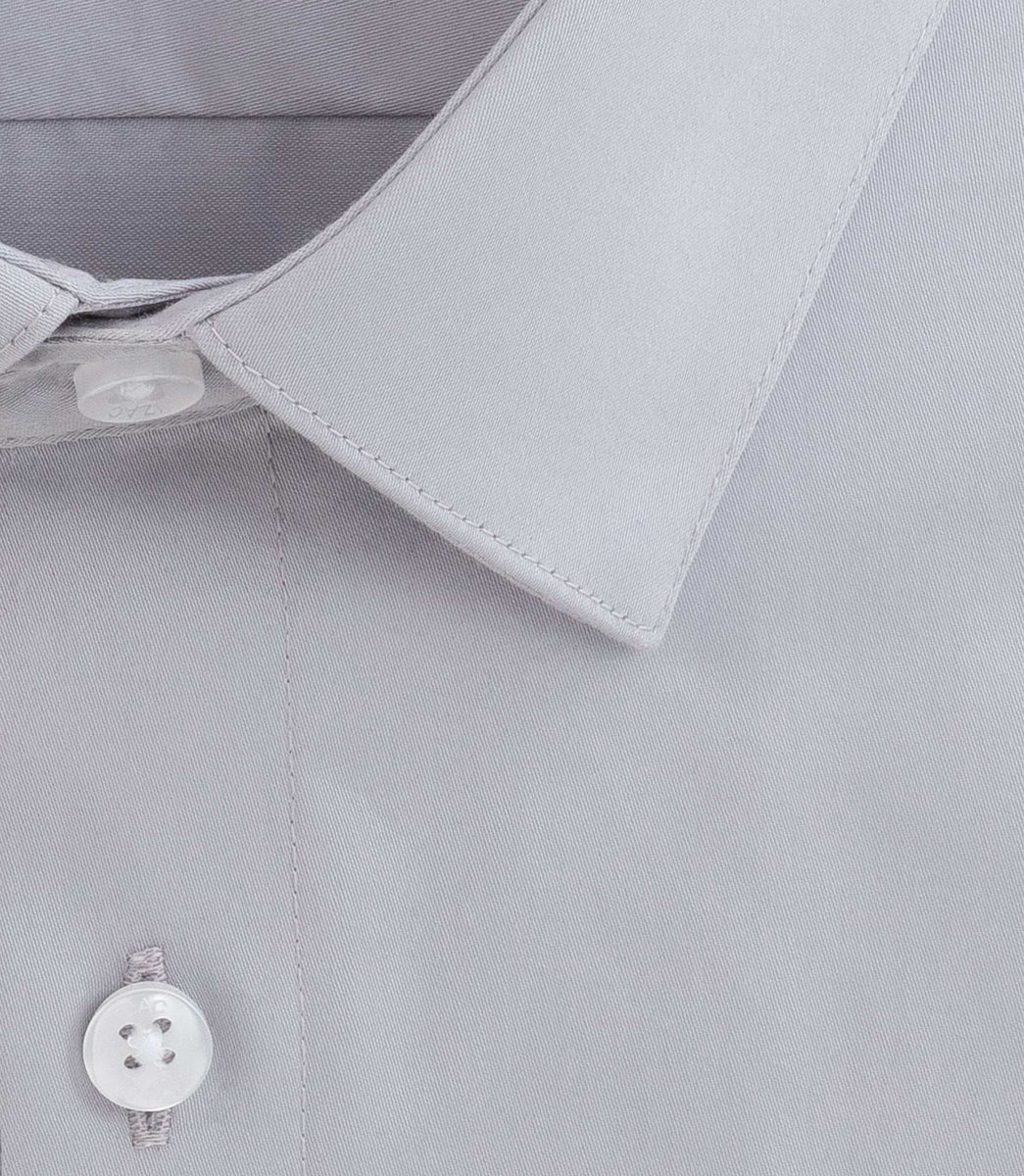 Chemise slim en satin de coton gris 