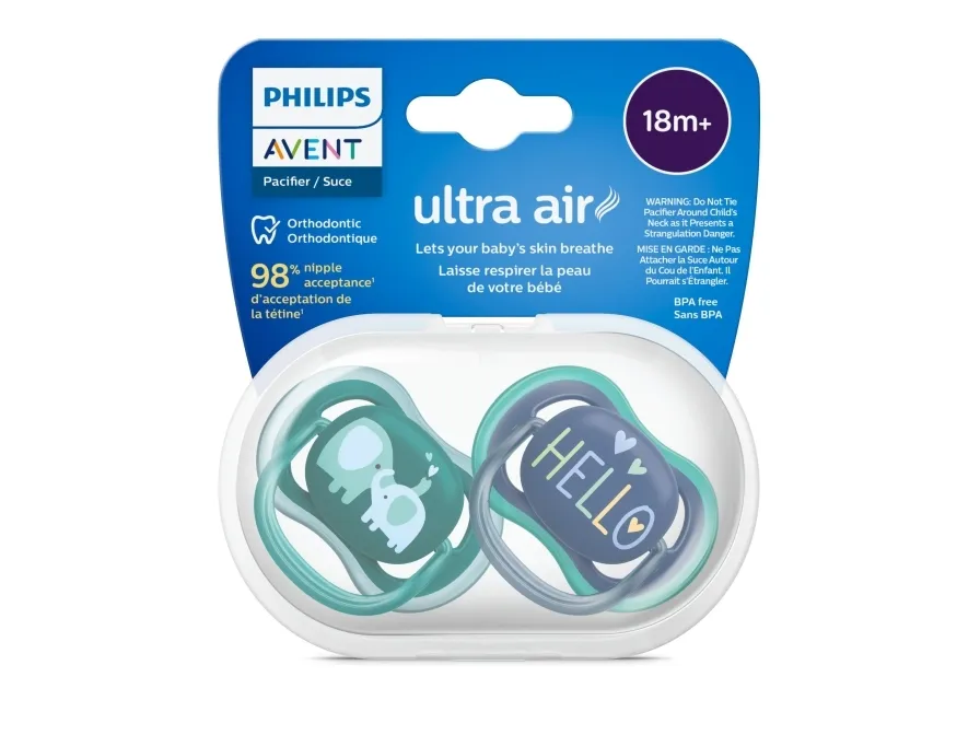 Philips AVENT ultra air SCF349/18 sut, Klassisk babysut, Ortodontisk, Silikone, Dreng/Pige, Tåler opvaskemaskine