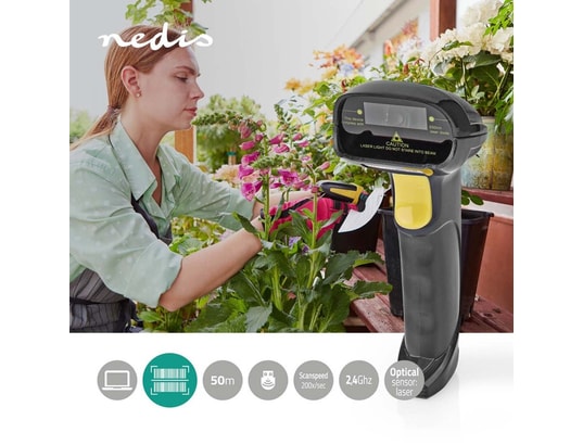 NEDIS - Scanner à défilement Lecteur de codes-barres sans fil laser linéaire 1d aliment...