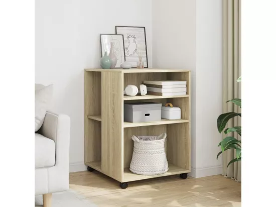 Table d'appoint avec roues chêne sonoma bois d'ingénierie