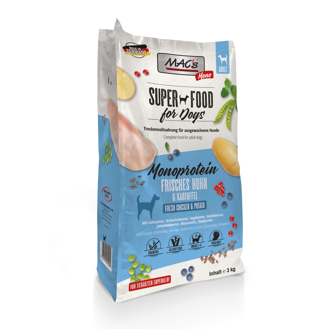 MAC's Dog Mono Adut Trockenfutter Huhn 3 kg