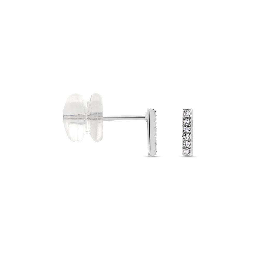 Boucles D'oreilles Puces Aprhodisia Or Blanc Diamant Blanc