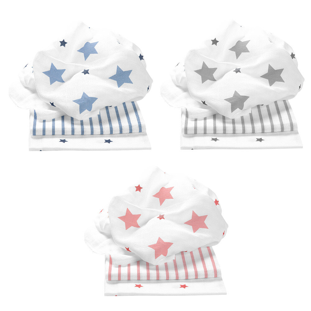 Odenwälder BabyNest Odenwälder Doppelmull-Windeln stars and stripes 3er-Pack