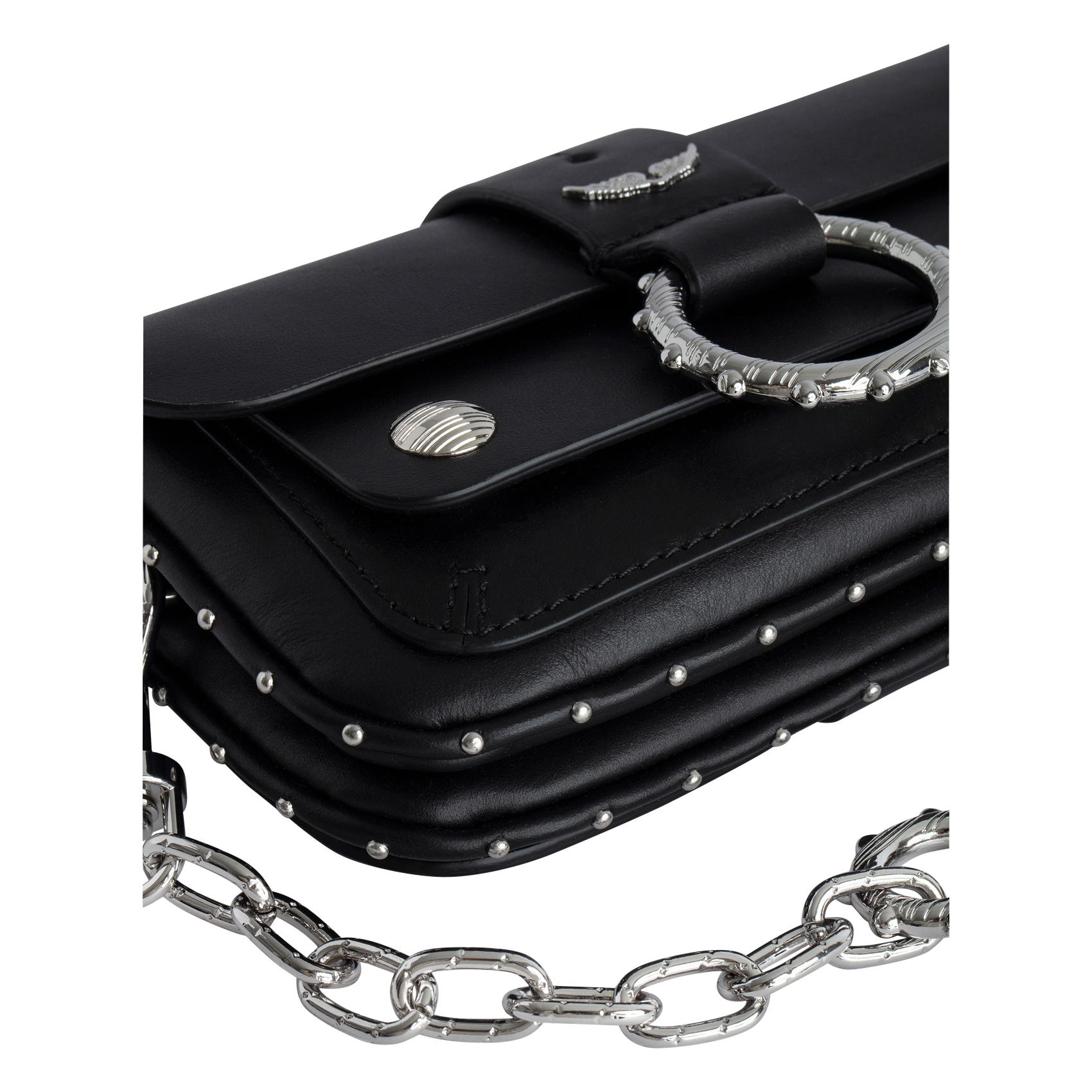 KATE WALLET - Sac petit format porté épaule en cuir | Noir