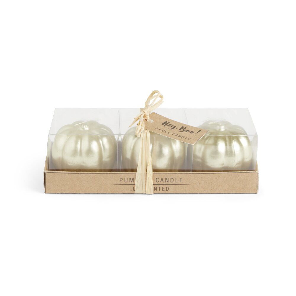 Bougie citrouille dorée 12H x3
