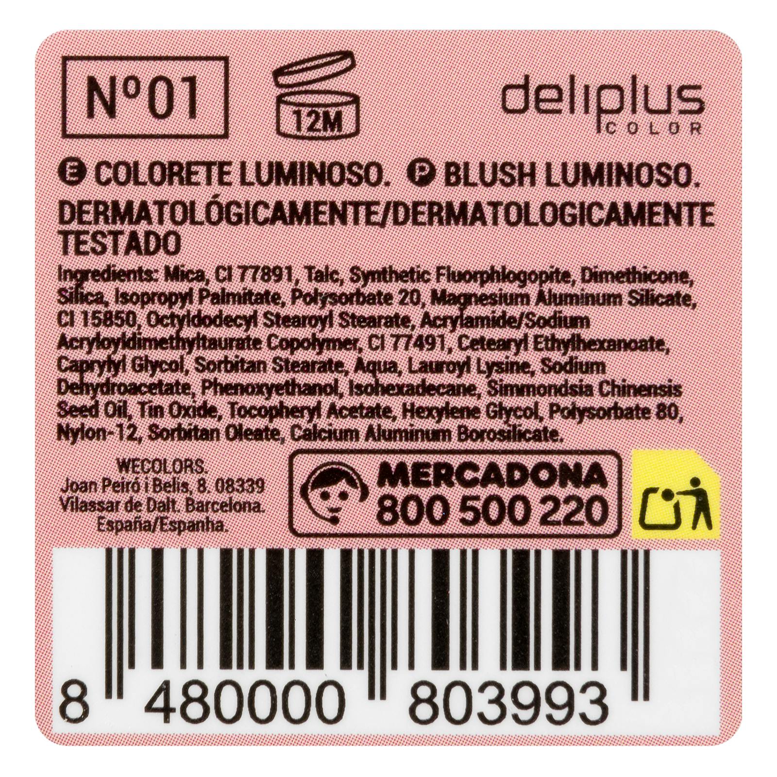 Blush compact lumineux Deliplus 01 Rose
