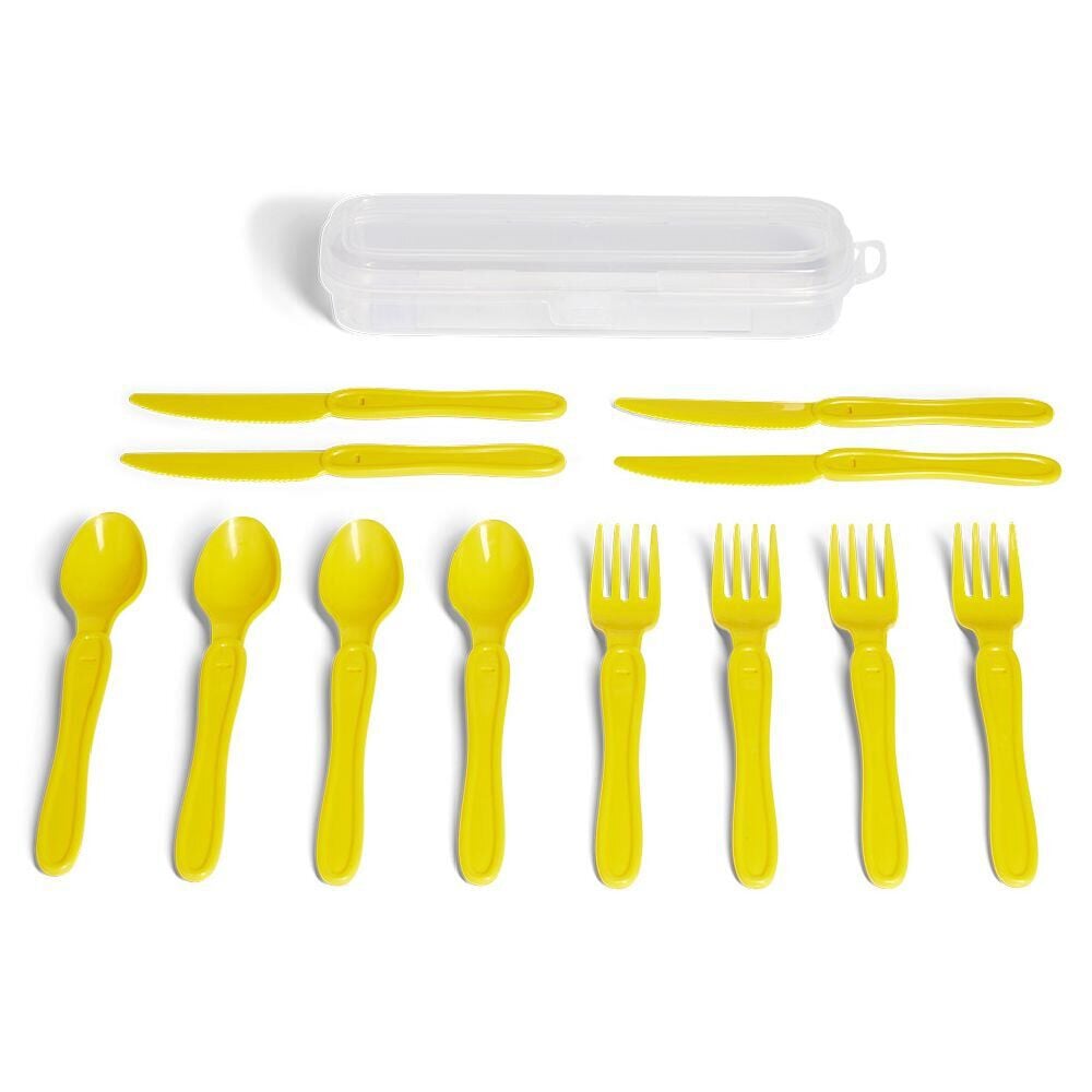 Set couvert à pique-nique 4 personnes 12 pièces jaune
