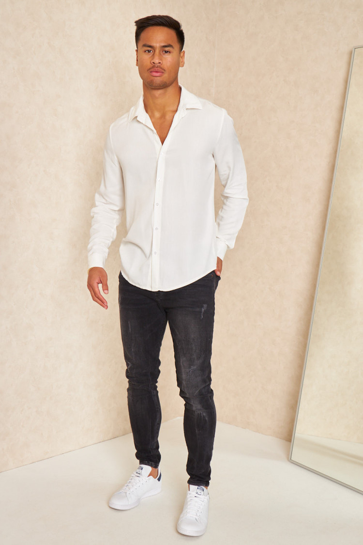 Chemise fluide manches longues blanche