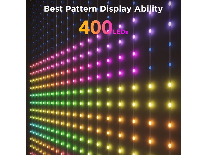 Govee LED-Stripe Curtain Lights RGBIC, 25 Watt, 1.5 x 1.5m LED Deco Lichter