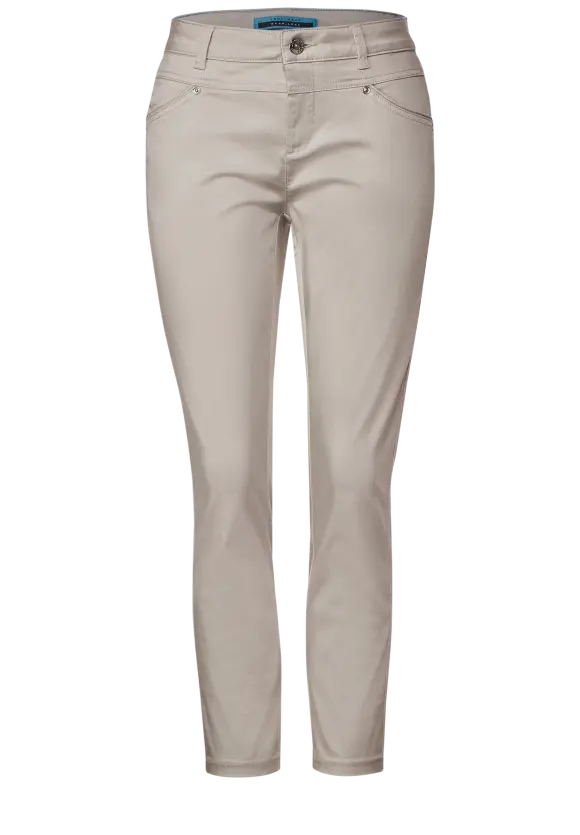 Casual Fit Seidenoptik Hose - light stone sand