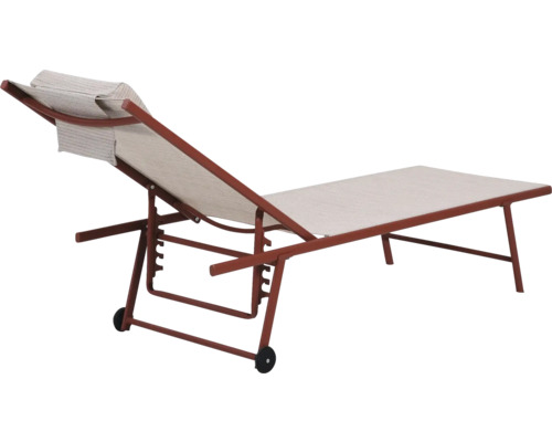 Travis ligstoel 55 x 185 x 97 cm staal terracotta/beige
