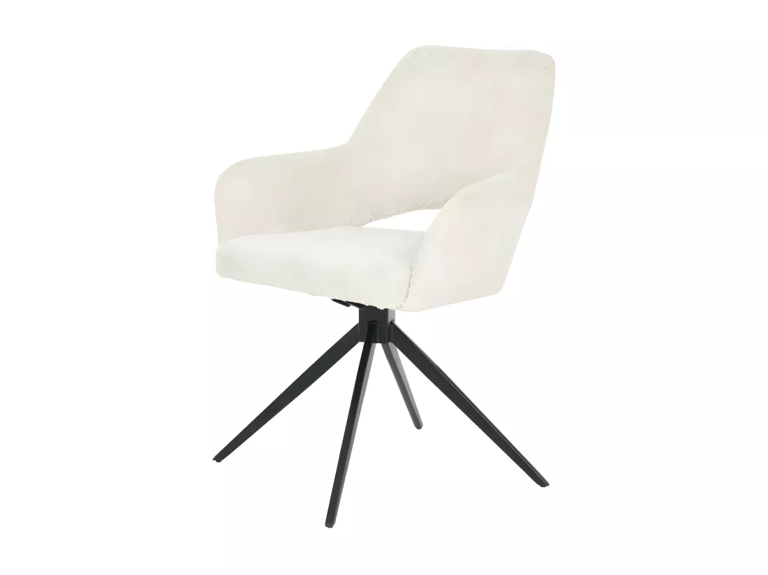Ivar - Chaise de bureau en tissu bouclette et métal : Couleur - Écru chiné