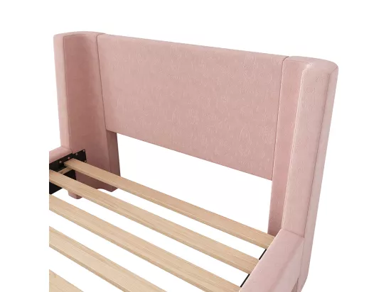 Lit d'enfant Lit rembourré,lit simple lit traîneau, 90 x 200 cm, Pour garçons & filles, Rose,Sans matelas