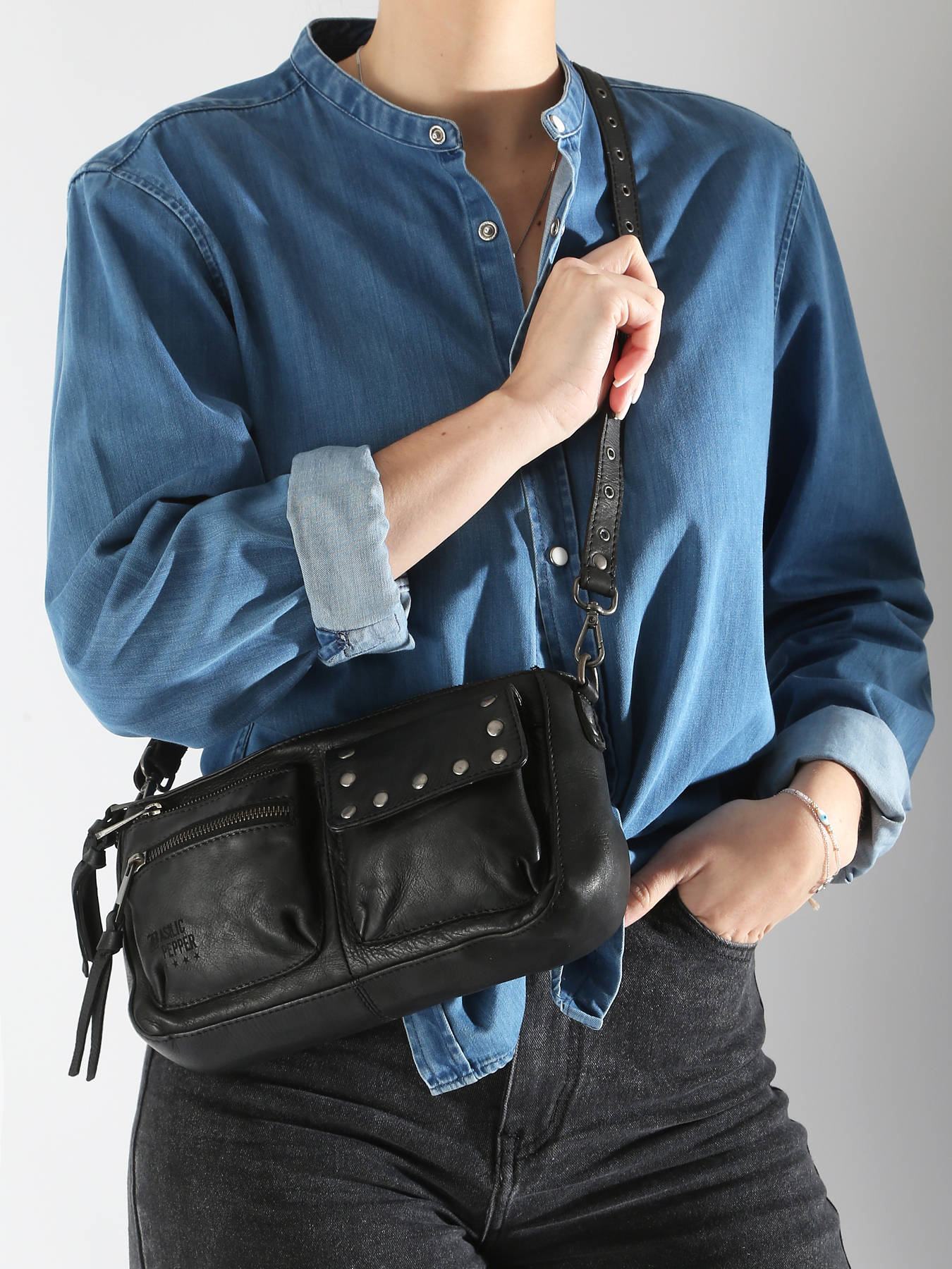Sac bandoulire Barcelone cuir BASILIC PEPPER