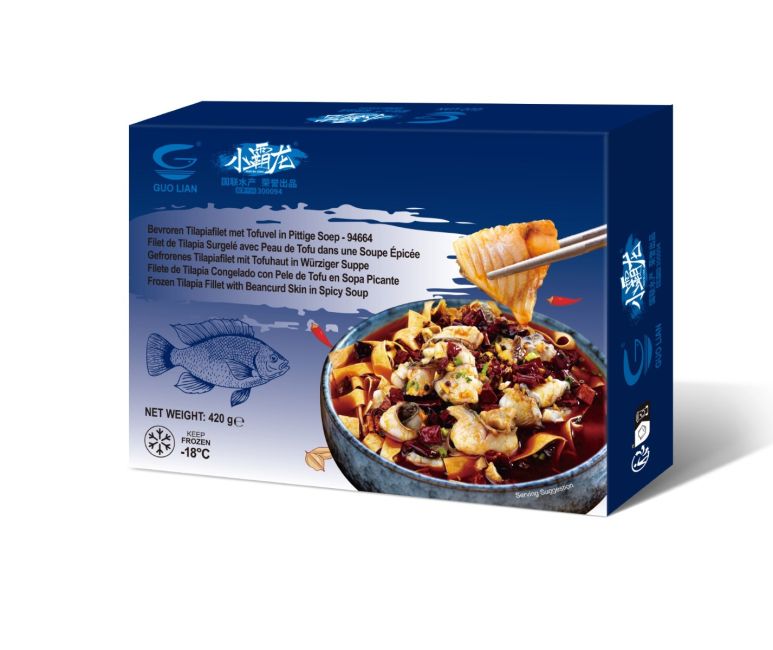 Guolian Bevroren Tilapiafilet met Tofuvel in Pittige Soep 420g