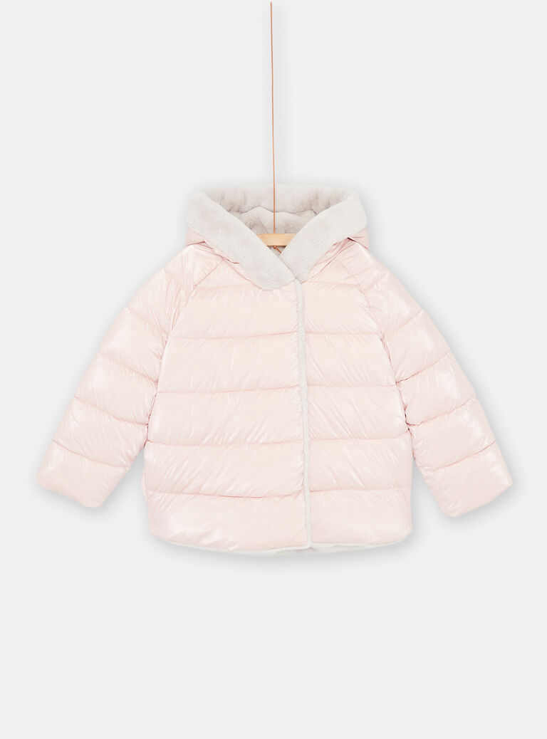 Parka rose et gris réversible pour fille