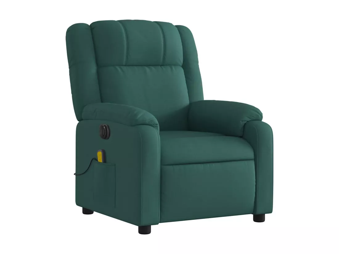Fauteuil massant inclinable électrique Vert foncé Tissu