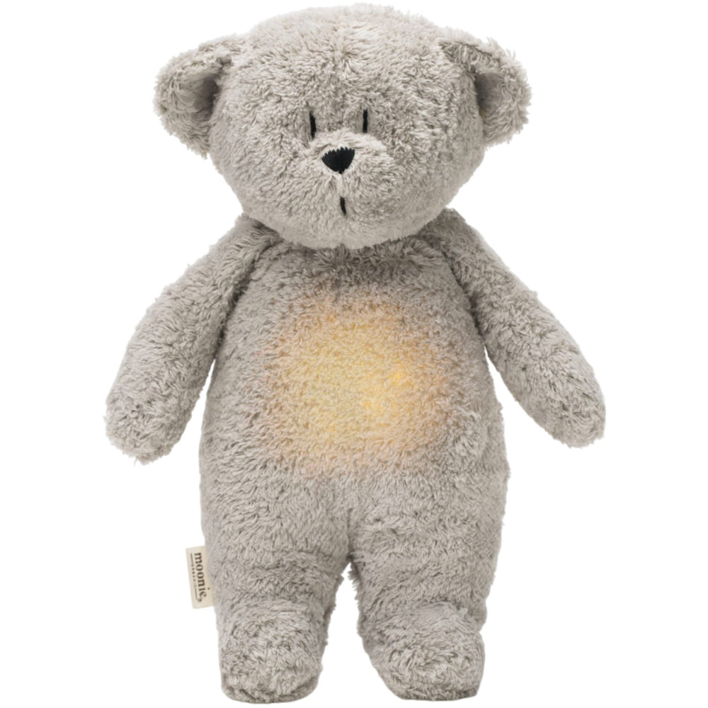 Køb Moonie Gray 2.0 Organic Humming Bjørn Med Pink Noise og en Lampe