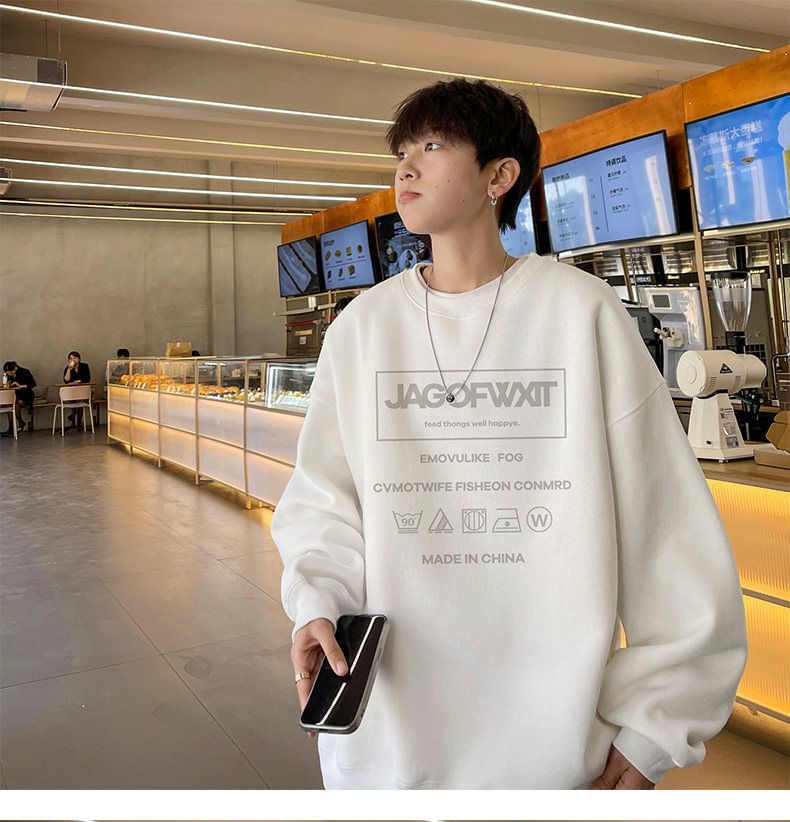 Bay Go Mall - Sweatshirt met ronde hals en letterprint