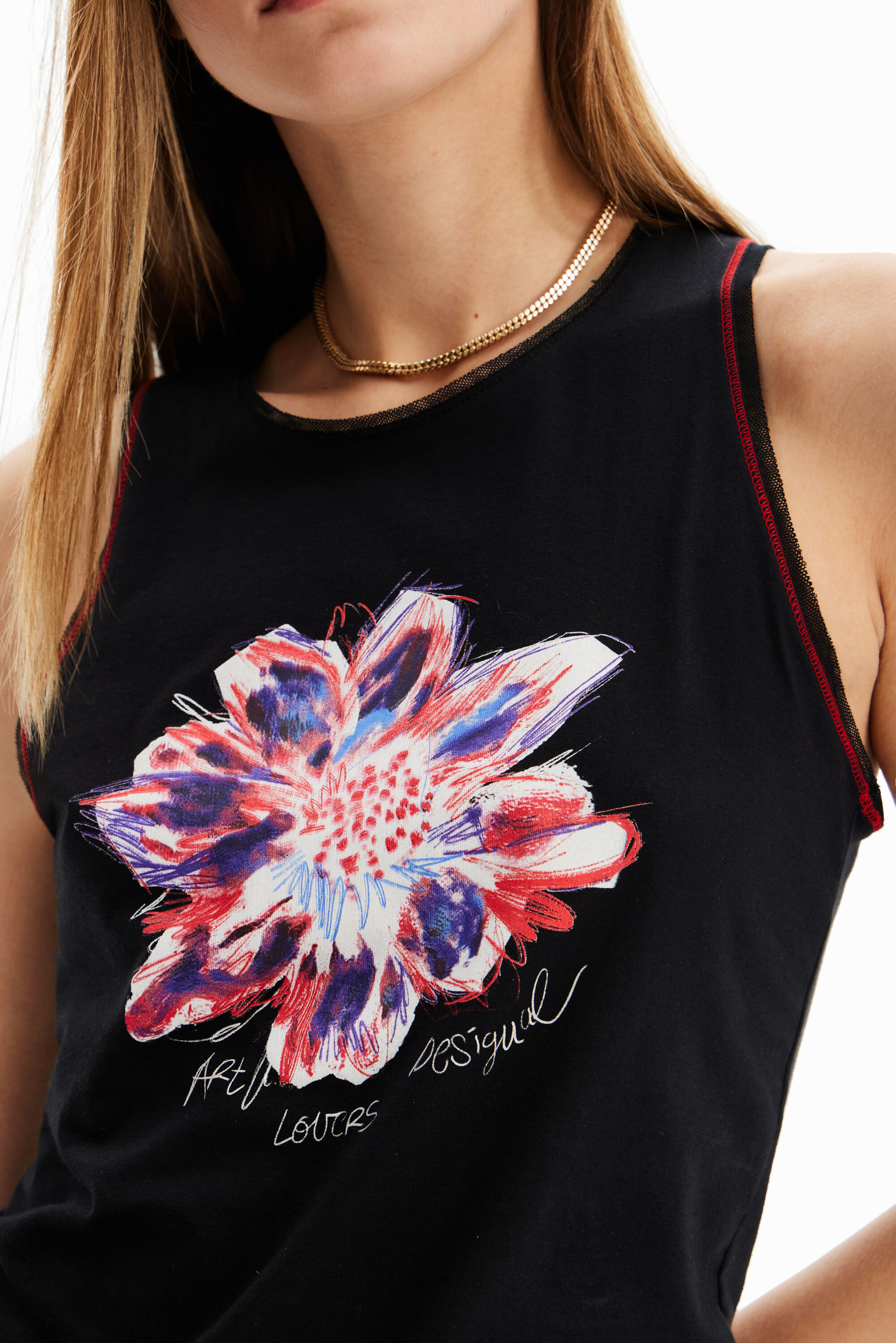 T-shirt sans manches fleur