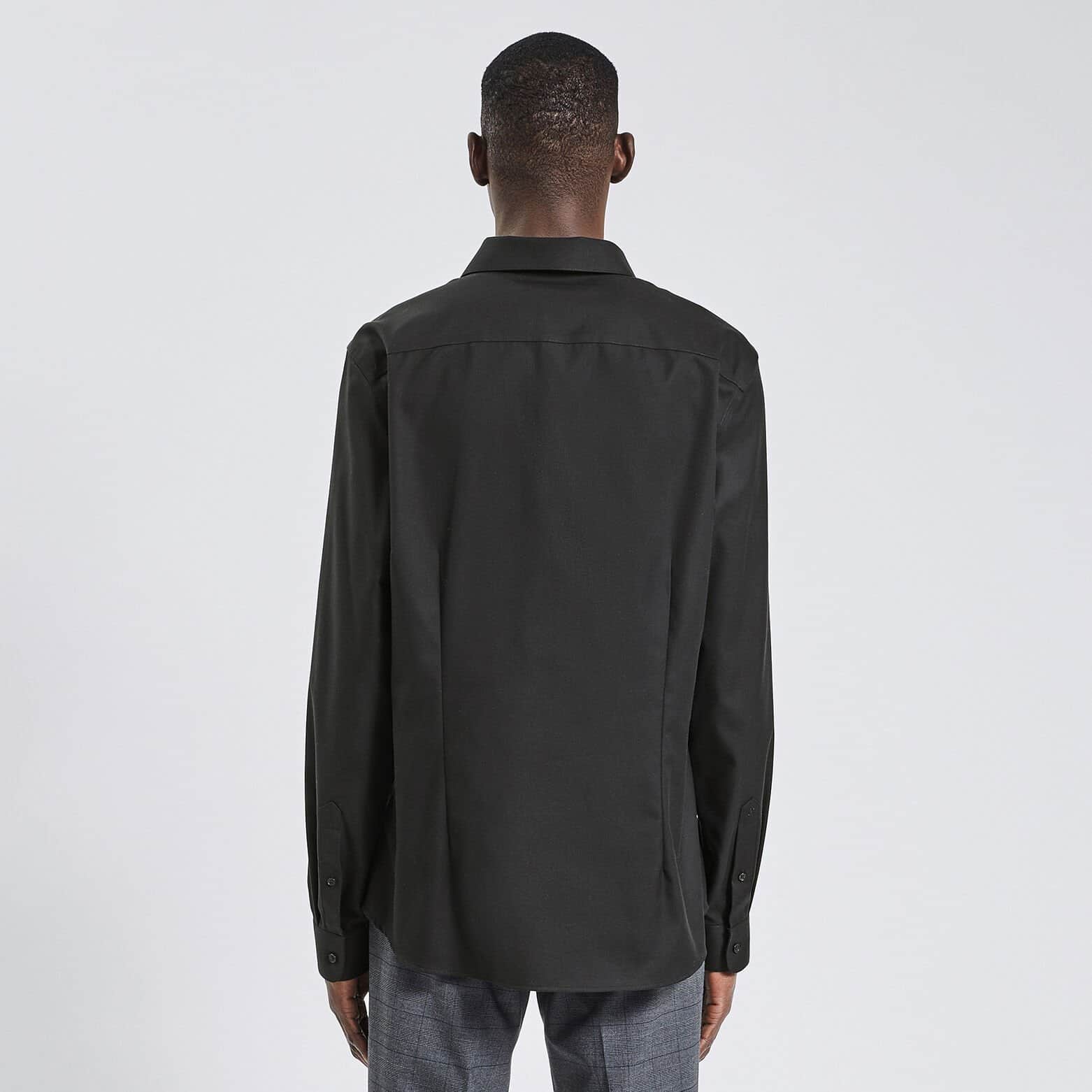 Chemise slim sans repassage unie coton Noir