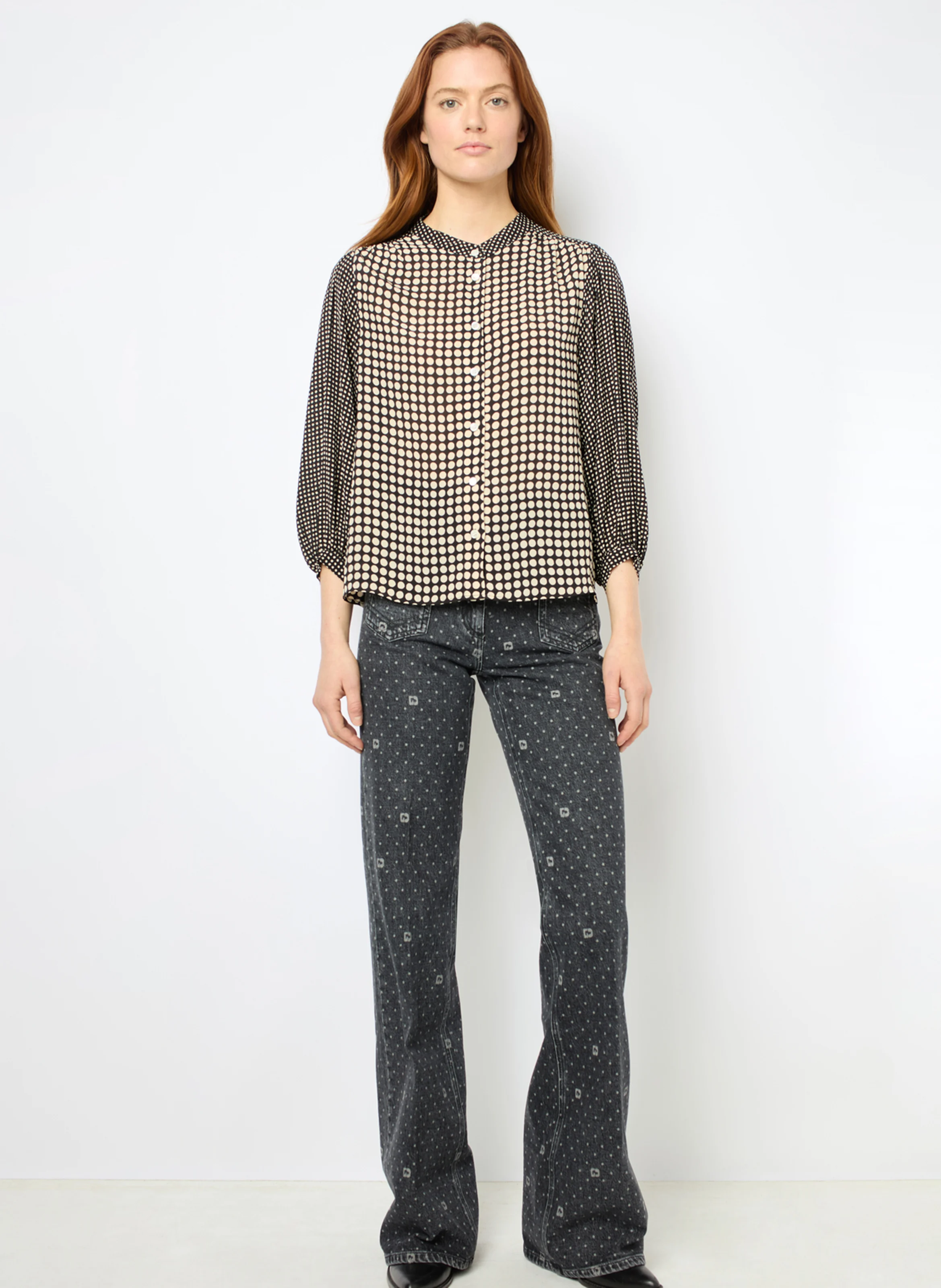 NARIN - Chemise droite à col mao | Noir