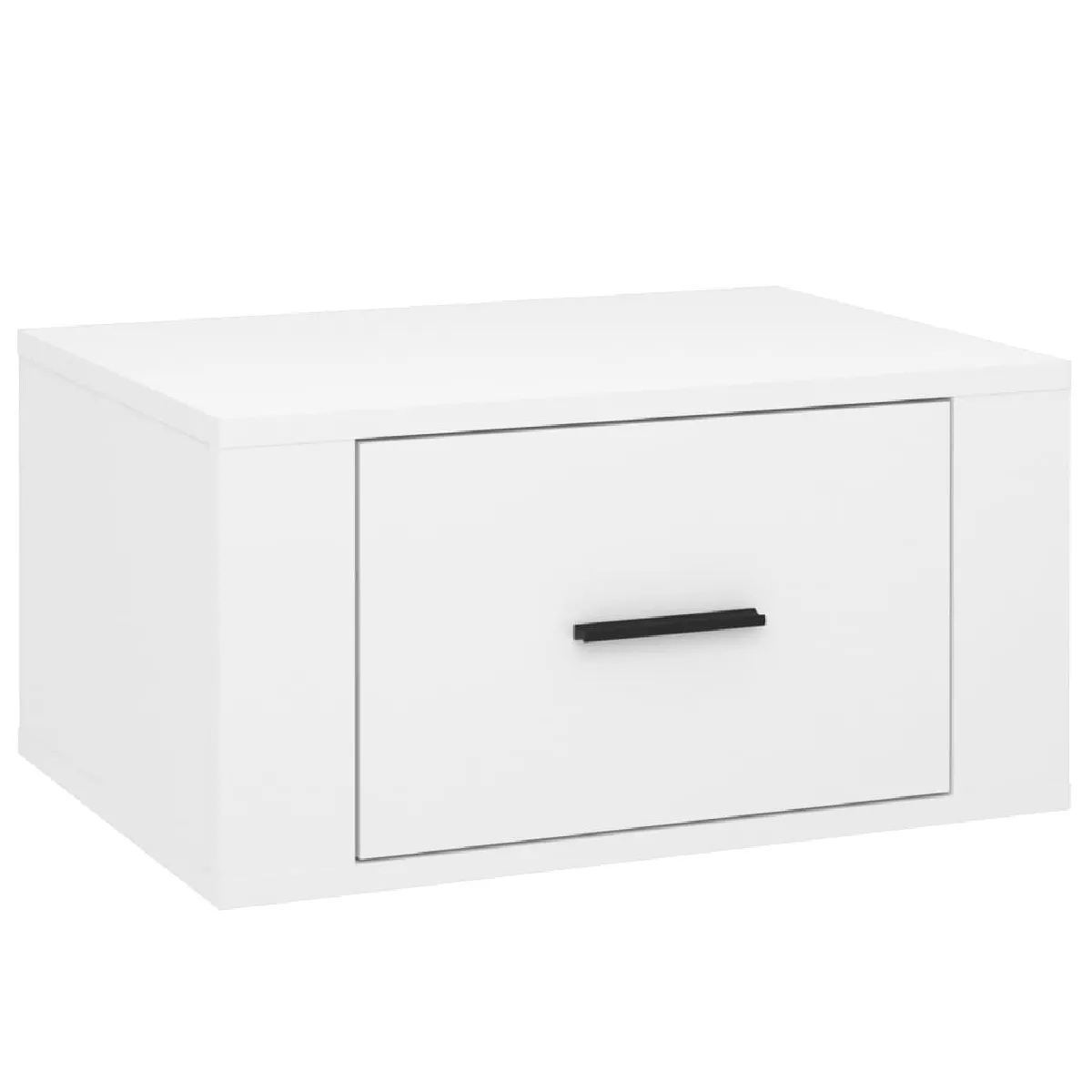 vidaXL Table de chevet murale - Blanc brillant 50x36x25 cm