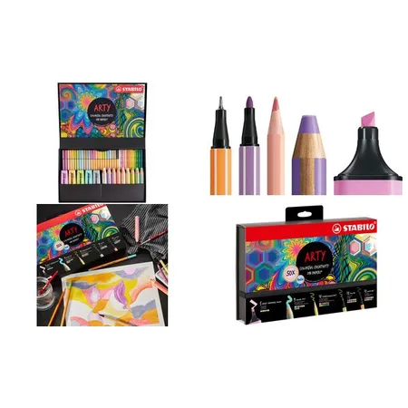 Stifte-Set – STABILO ARTY Creative Set Pastel – 50er Pack – Textmarker, Multitalentstifte, Aquarell-Buntstifte, Fineliner & Premium-Filzstifte