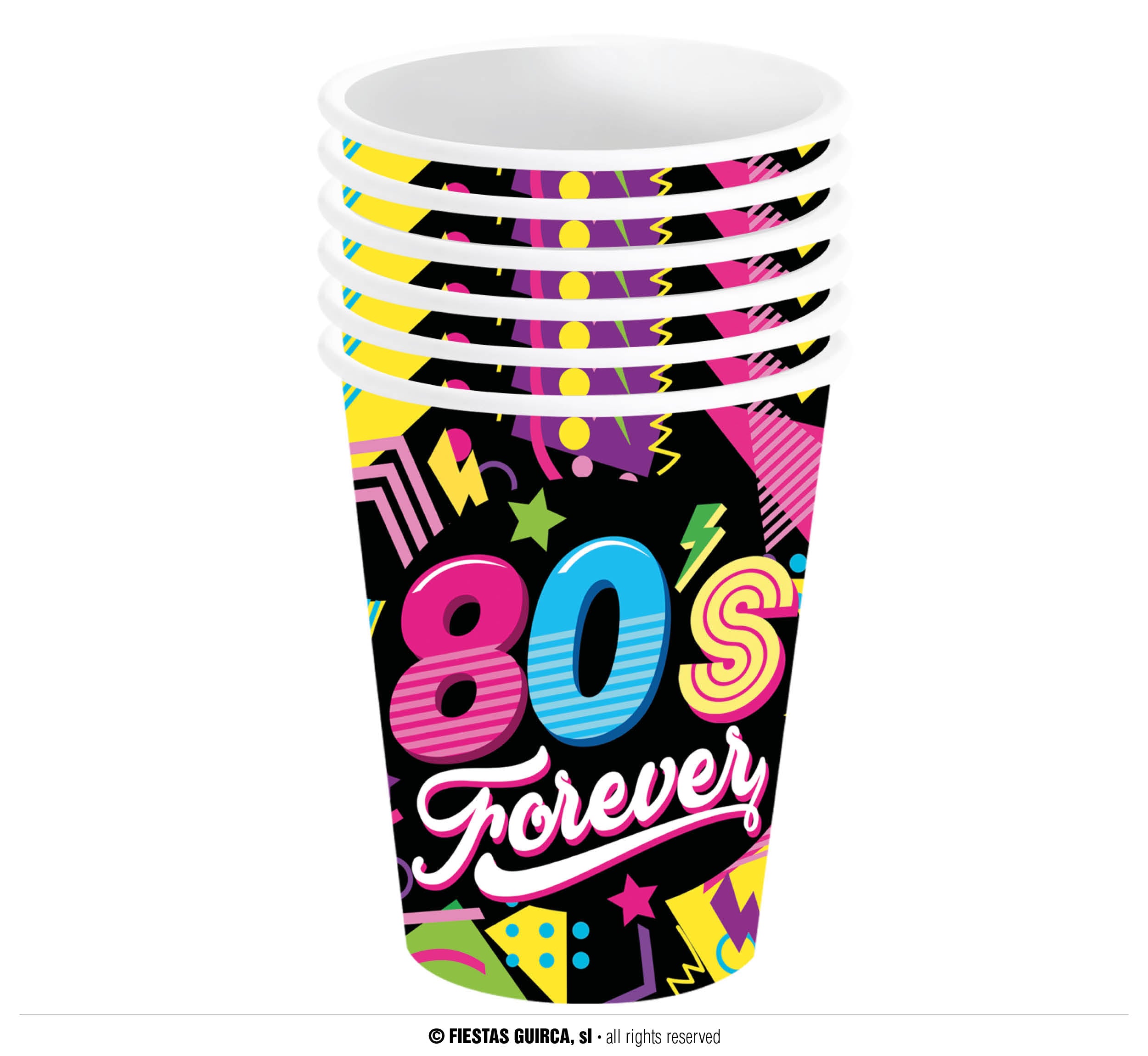 Neon 80S Bekers 240ml 6st