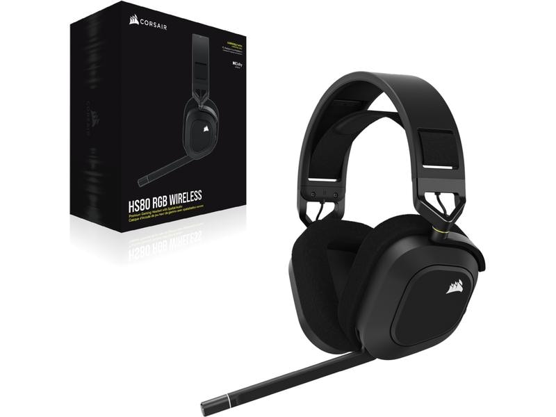 Corsair Headset HS80 RGB iCUE Schwarz Kabelloses Surround-Sound Gaming-Headset