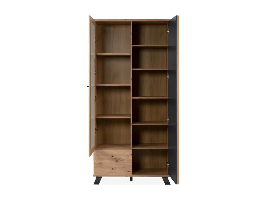 Vaisselier 2 Portes et 2 Tiroirs Décor Chêne L92 cm - LUBLIN
