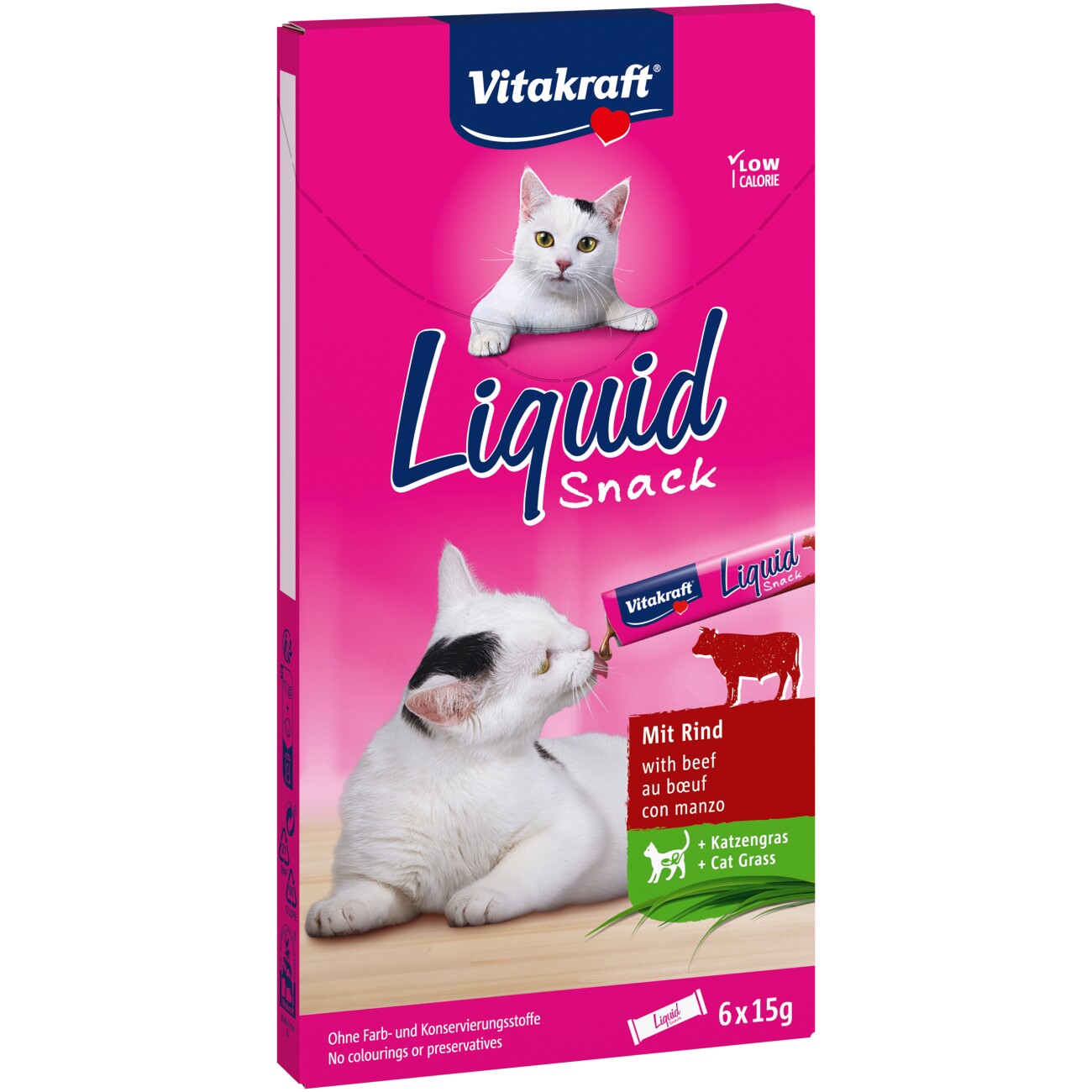 Vitakraft Cat Liquid-Snack Rind und Katzengras 66x15 g