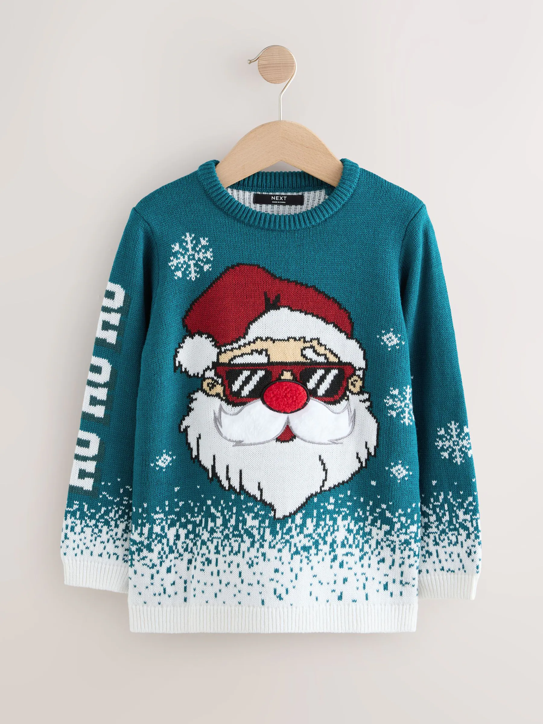 Groen met kerstmanprint - Kersttrui (3 - 16 jr)