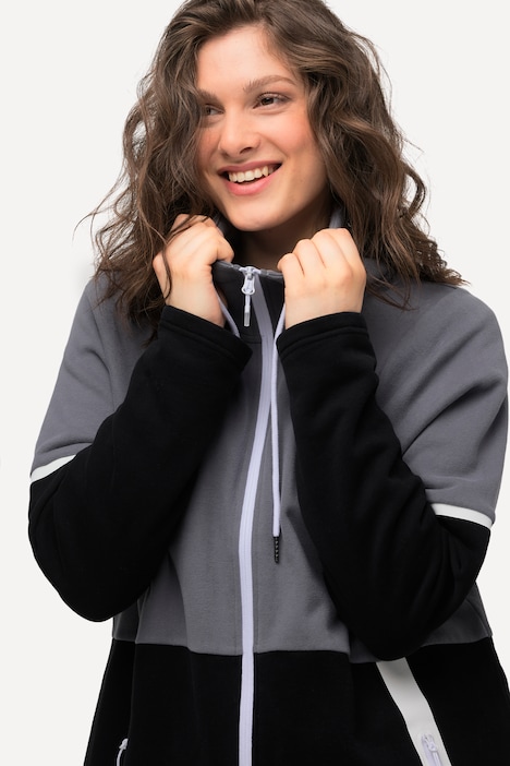 Sweatjacke, zweifarbig, Stehkragen, Reißverschlusstaschen