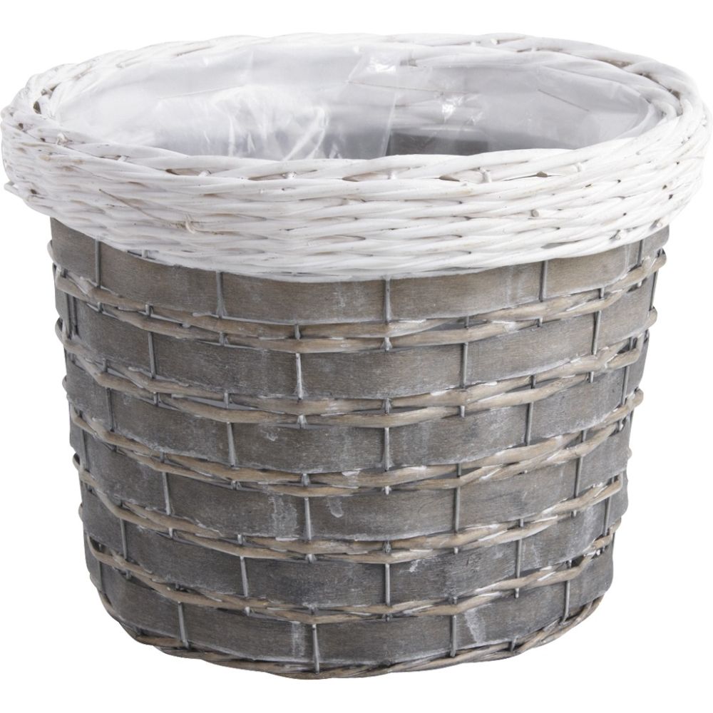 Cache-pots en osier gris et blanc (lot de 3)
