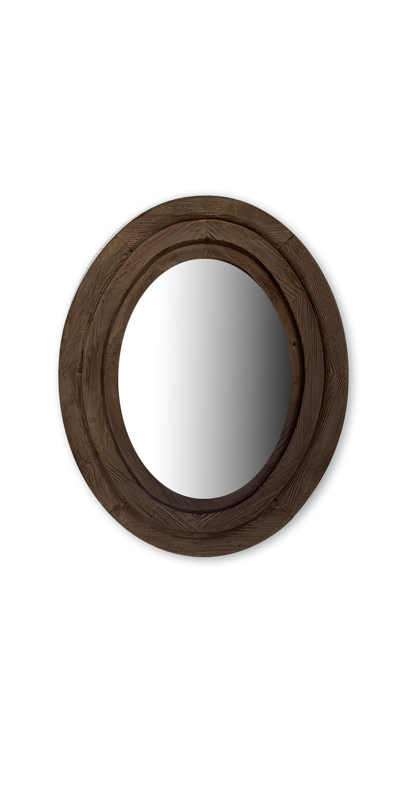 Ovaler Spiegel mit Holzrahmen, braun, H 97 cm, B 75 cm, L 7 cm von fischer's lagerhaus