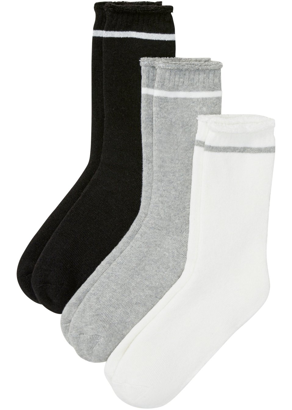 Lot de 3 paires de chaussettes thermo avec intérieur éponge et bord roulotté