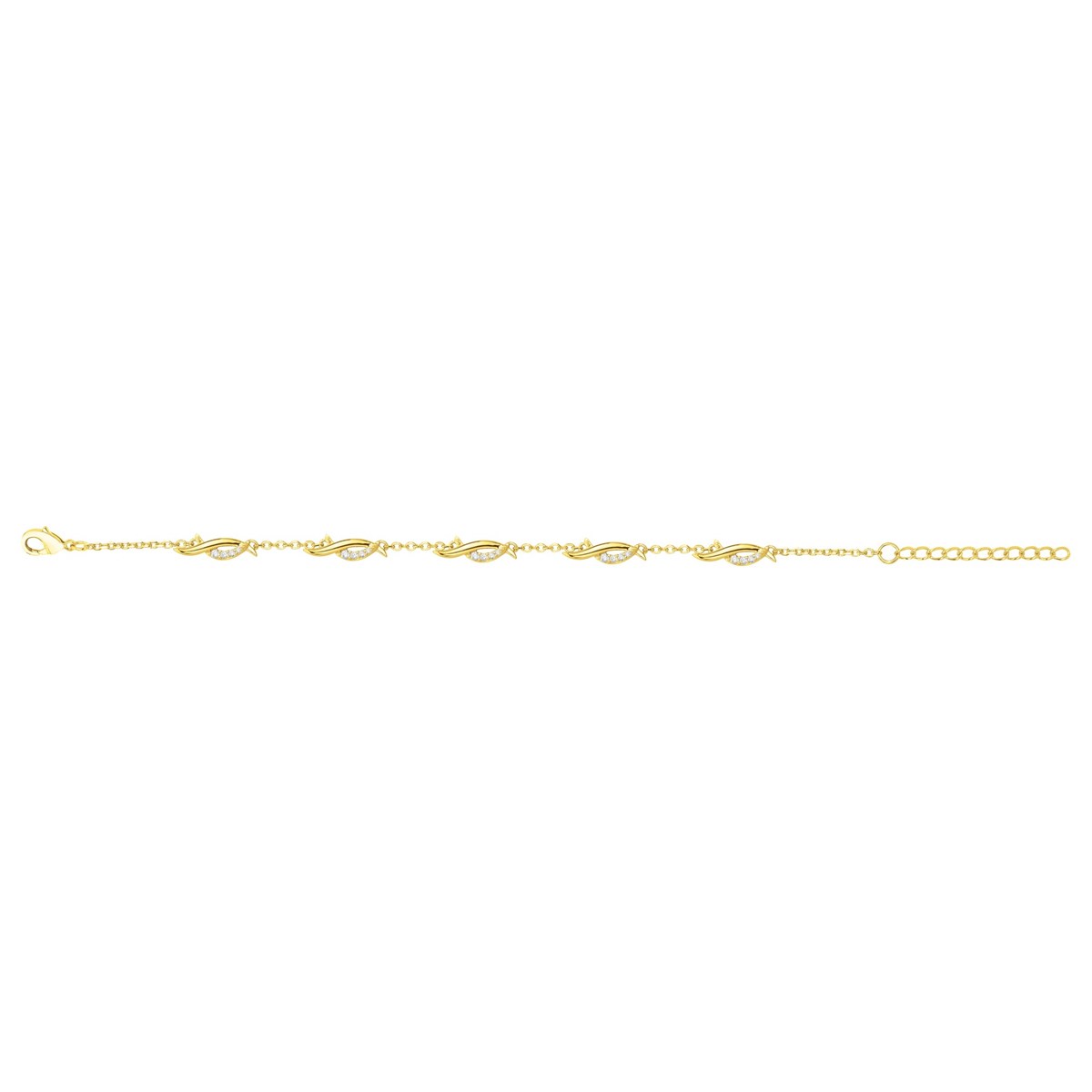 Bracelet souple multi-motifs en Plaqué Or avec oxyde de zirconium blanc