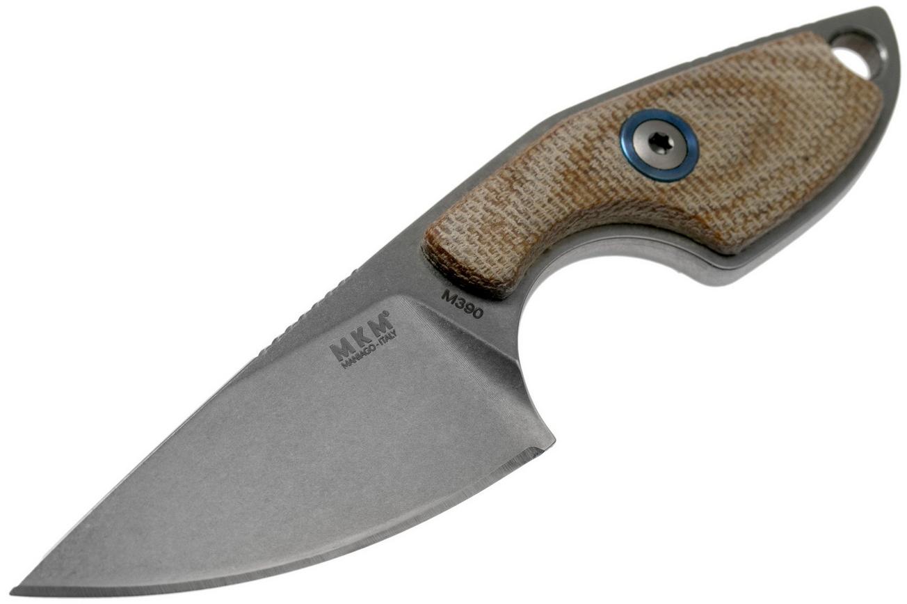 MKM Mikro 1 Drop, Stonewashed Natural Canvas Micarta nekmes, Jesper Voxnaes design