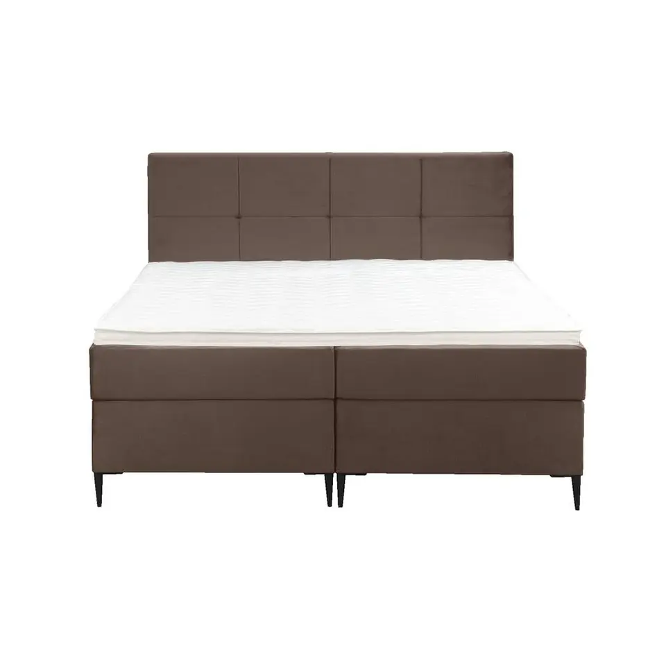 Boxspring Liv geblokt - bruin - 160x200 cm - slanke poot