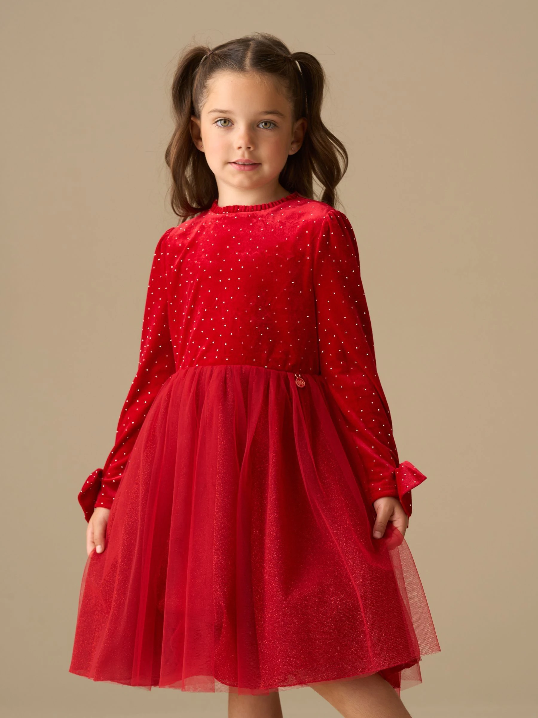 Rood - Angel & Rocket Elsie Velvet Tulle Dress