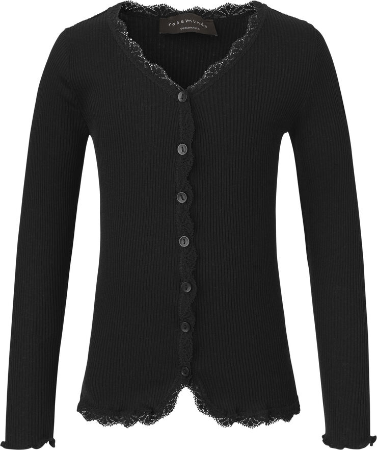 Rosemunde Silk cardigan w/ lace Sort