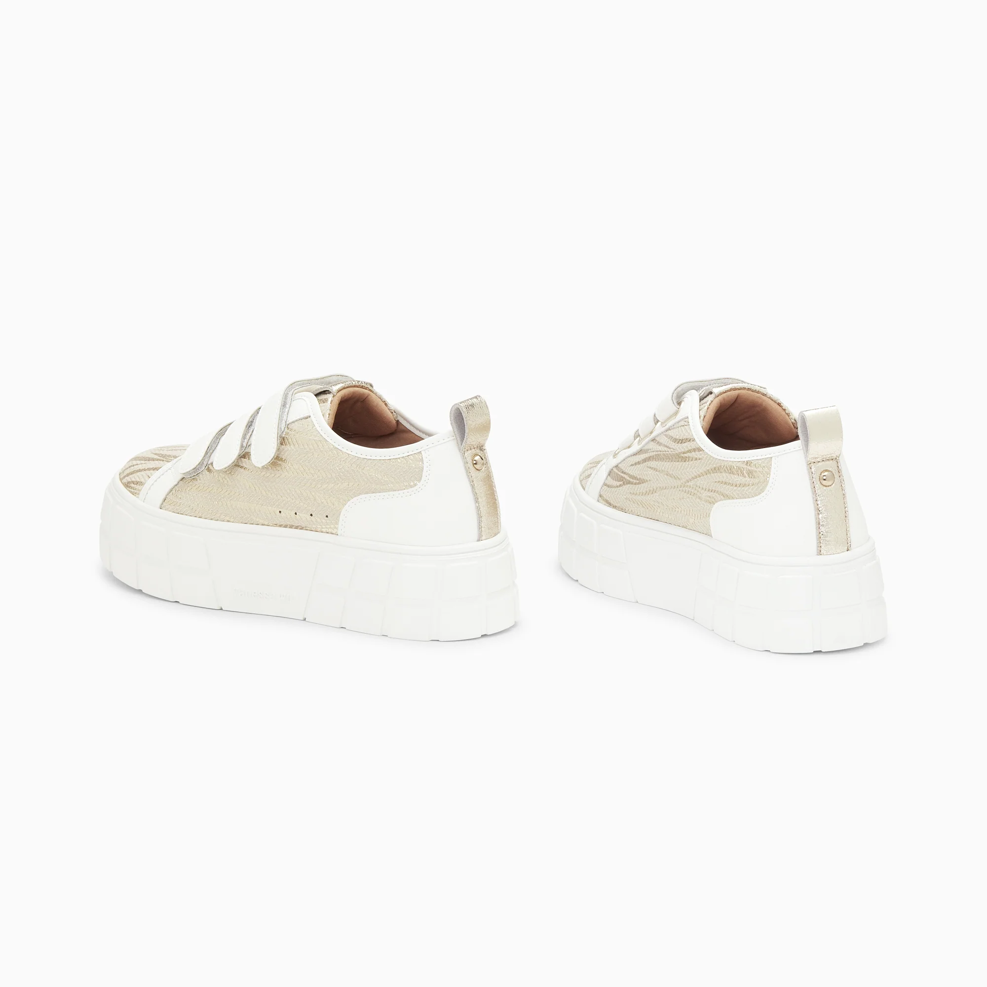 Sneakers-Baskets Bridget beige et or zébré à plateforme