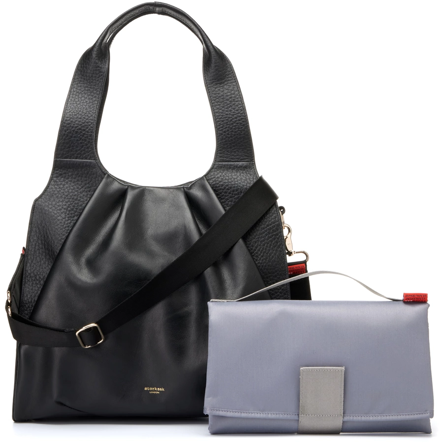 storksak Wickeltasche Kaia Leather Black